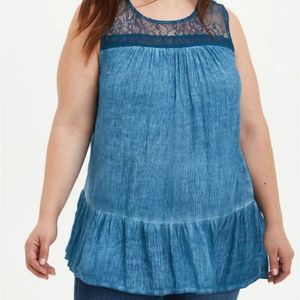 Torrid Gauze Lace Trim Top